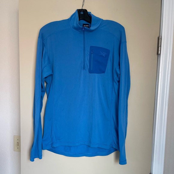 Arc'teryx Pullover Mens L Blue 1/4 Zip Fleece Base Layer Jacket. - Picture 1 of 3